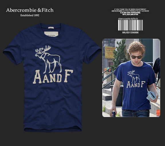 Abercrombie Fitch Hombres De Cuello Redondo Con Gente Fotos Corto Remera AF5626
